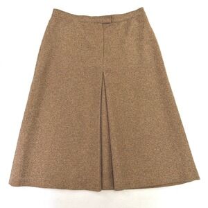 Vintage Alex Colman Brown Textured Knit A-Line Pleated Skirt Size 18 14202/C